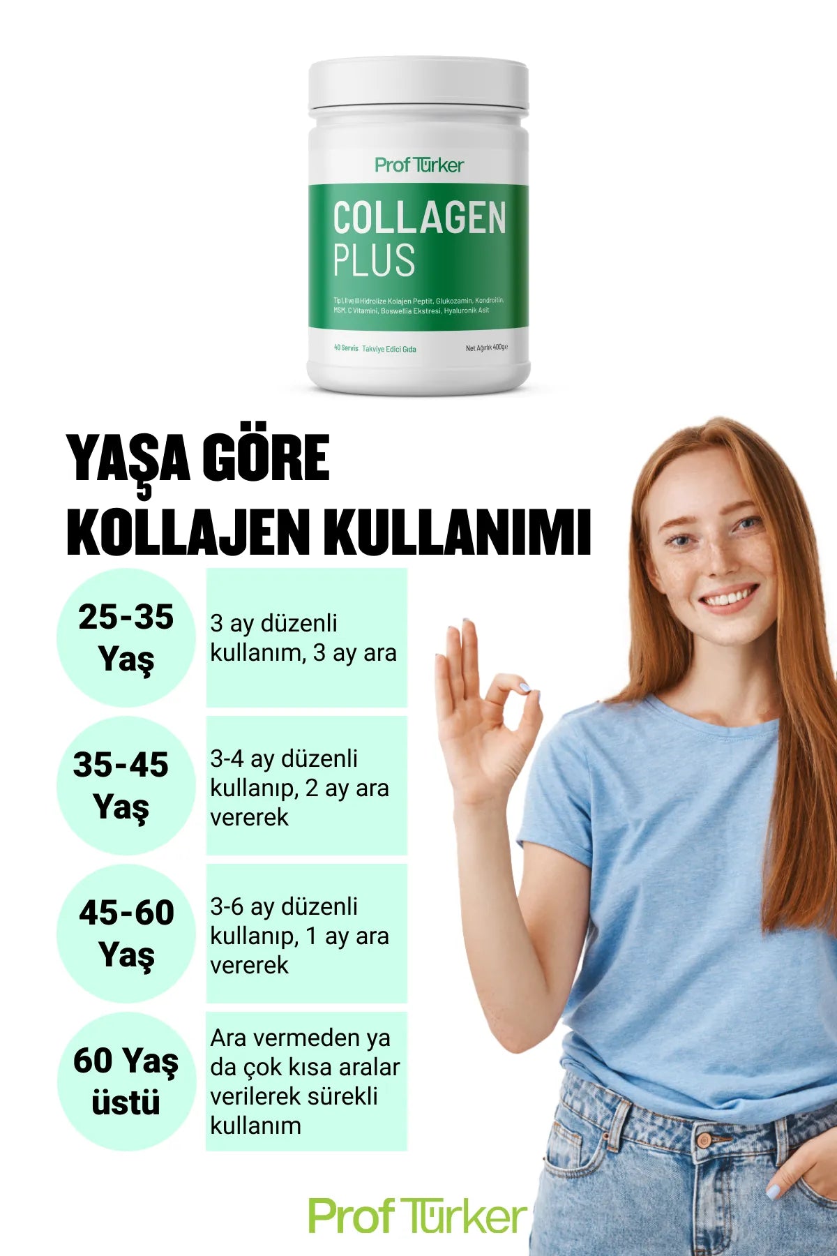ProfTürker Collagen Plus 400 gr – Kolajen, Glukozamin, Kondroitin, MSM, Boswellia