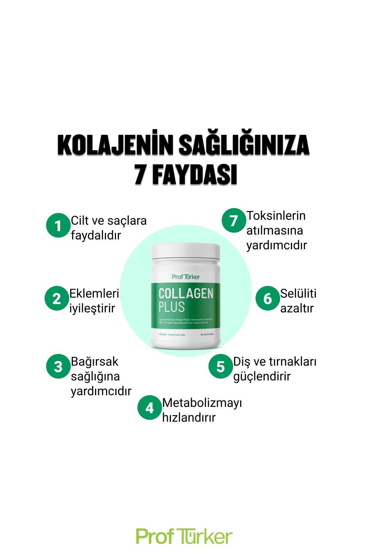 ProfTürker Collagen Plus 400 gr – Kolajen, Glukozamin, Kondroitin, MSM, Boswellia