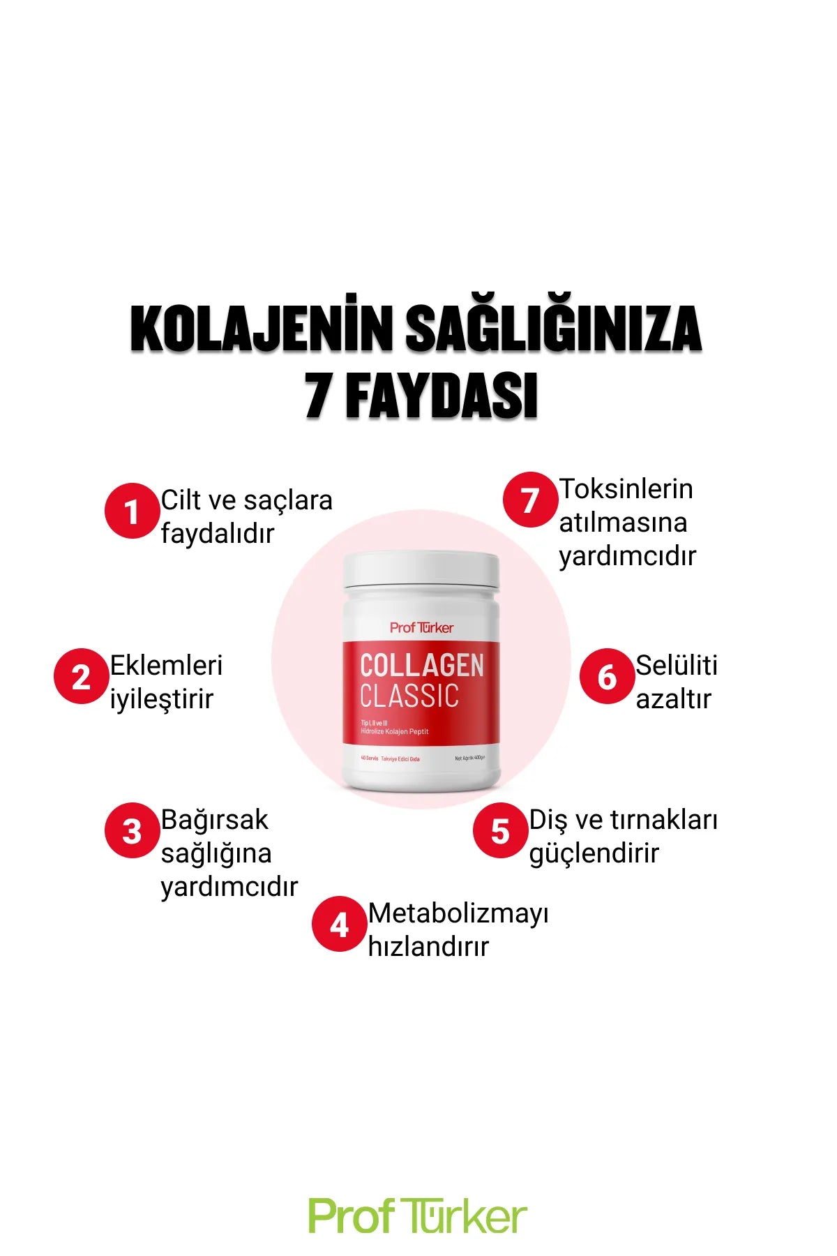 Proftürker Collagen Classic 400 g – %100 Saf ve Doğal Toz Kolajen