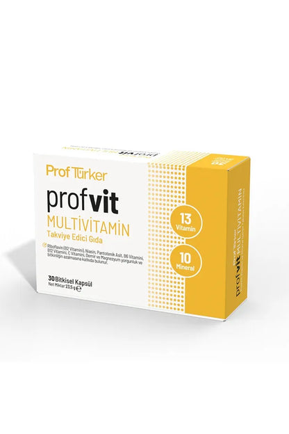 ProfTürker Profvit Multivitamin - 13 Vitamin, 10 Mineral ve Bitkisel İçerikli Takviye