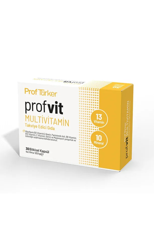 ProfTürker Profvit Multivitamin - 13 Vitamin, 10 Mineral ve Bitkisel İçerikli Takviye