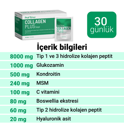 ProfTürker Collagen Plus 30 Saşe - Kolajen Glukozamin Kondroitin MSM Boswellia Takviyesi
