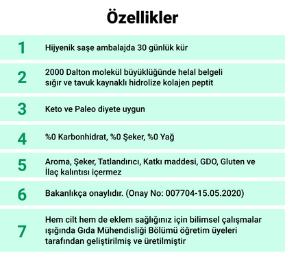 ProfTürker Collagen Plus 30 Saşe - Kolajen Glukozamin Kondroitin MSM Boswellia Takviyesi