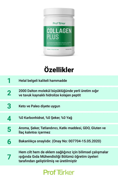 ProfTürker Collagen Plus 400 gr – Kolajen, Glukozamin, Kondroitin, MSM, Boswellia