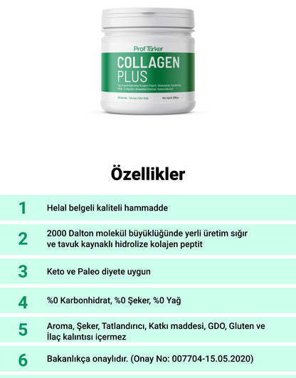 ProfTürker Collagen Plus 200 gr – Kolajen, Glukozamin, Kondroitin, MSM, Boswellia