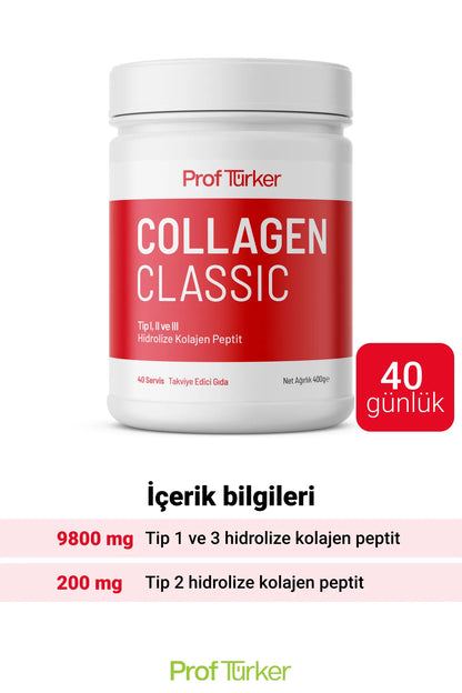 Proftürker Collagen Classic 400 g – %100 Saf ve Doğal Toz Kolajen