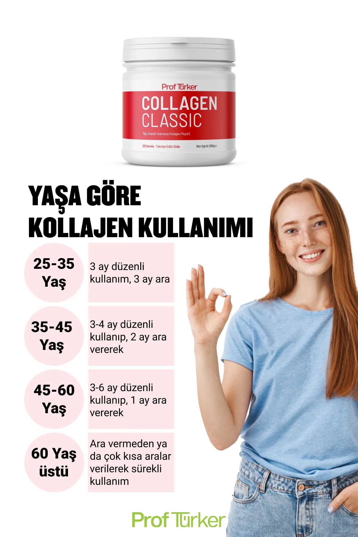 Proftürker Collagen Classic 200 g – %100 Saf ve Doğal Toz Kolajen