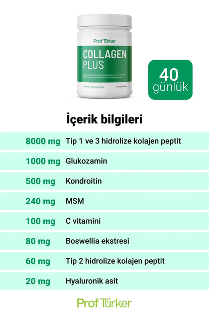 ProfTürker Collagen Plus 400 gr – Kolajen, Glukozamin, Kondroitin, MSM, Boswellia